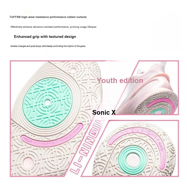 LiNing Sonic 10 Youth Mid Basketball Shoes Kids Sneaker Strawberry-Pink ABPS013-5