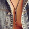 Choker Zipper Necklace Hip-hop Clavicle Necklace Fashion Pull-able Zipper Sweater Chain  Couple