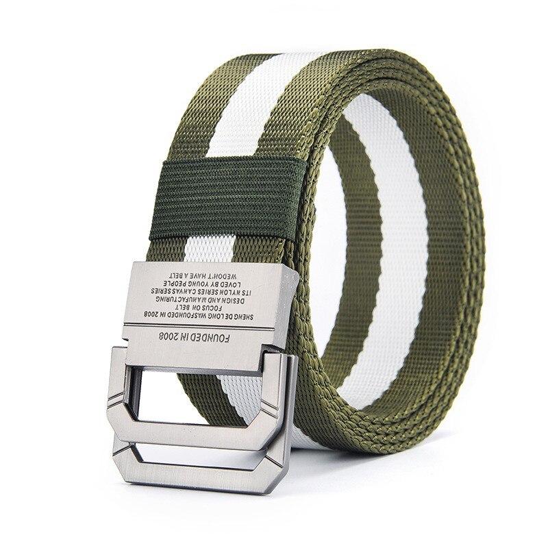 Мужской ремень Trend Double Loop Buckle ремень из холста Женский ремень с брюками-карго Джинсовый ремень Спортивный ремень на открытом воздухе Без перфорации