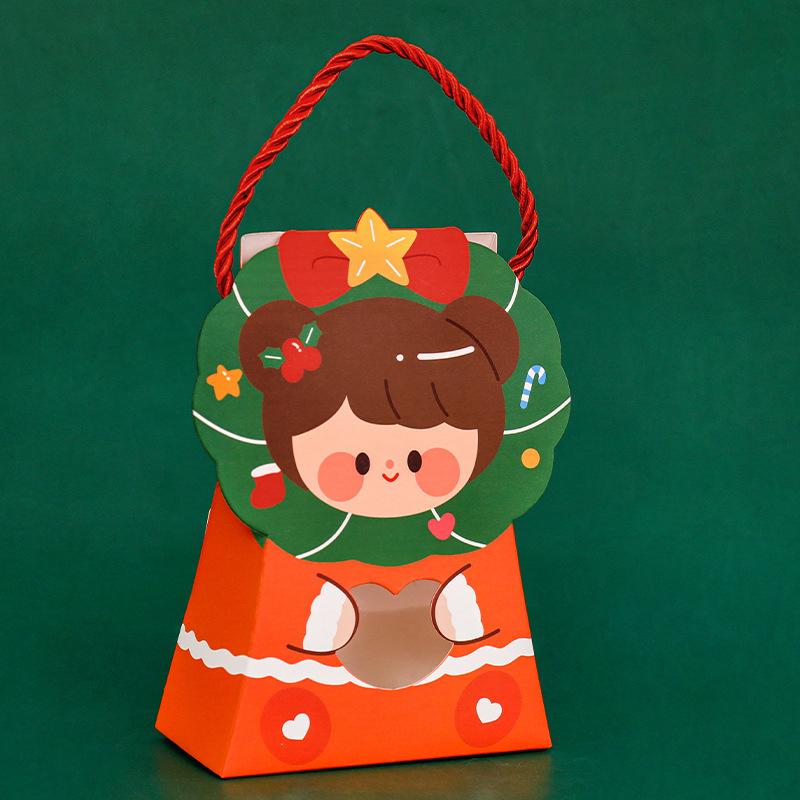 Cartoon Christmas Treat Boxes Paper Candy Gift Box Creative Gifts Packaging Handbag Cute Santa Claus Elk Packing Box Xmas Gifts