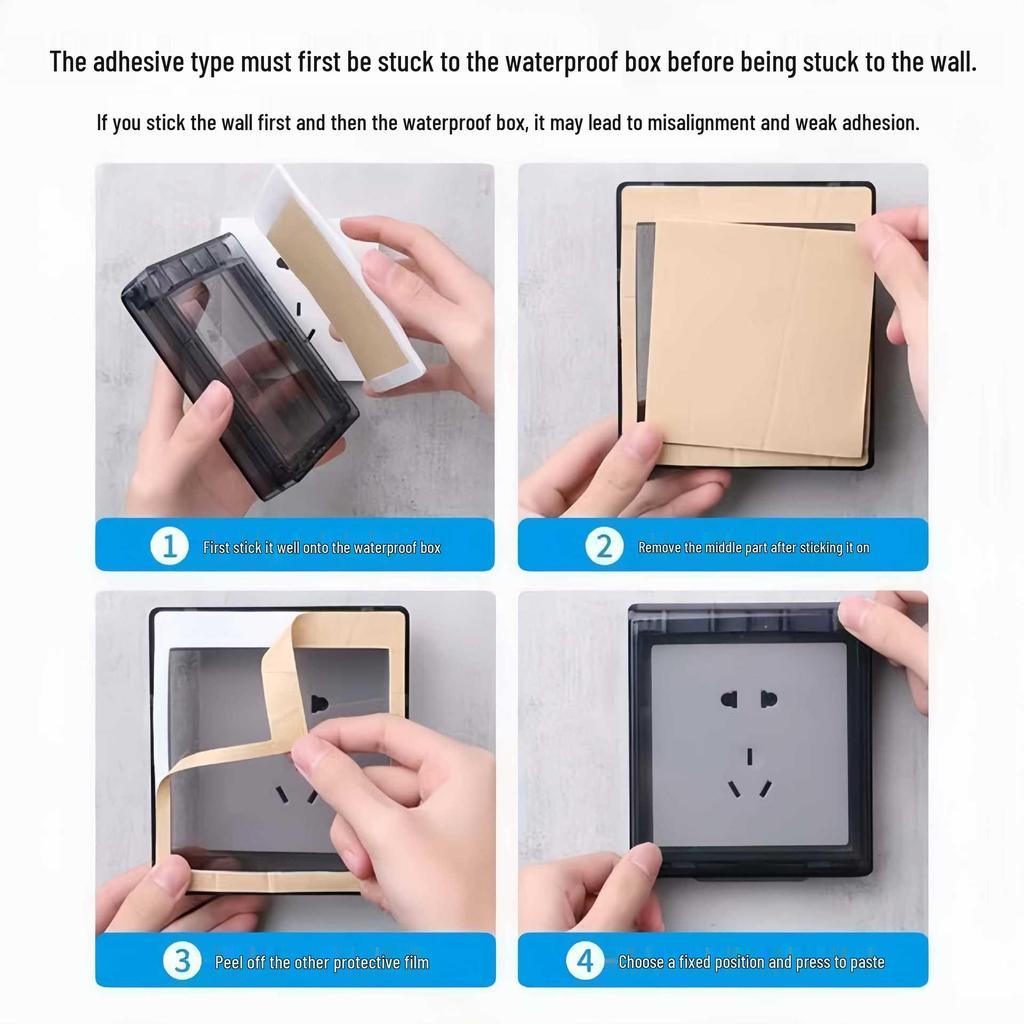 Type 86 Waterproof Bathroom Socket Cover – Adhesive, Universal Splashproof Protective Case