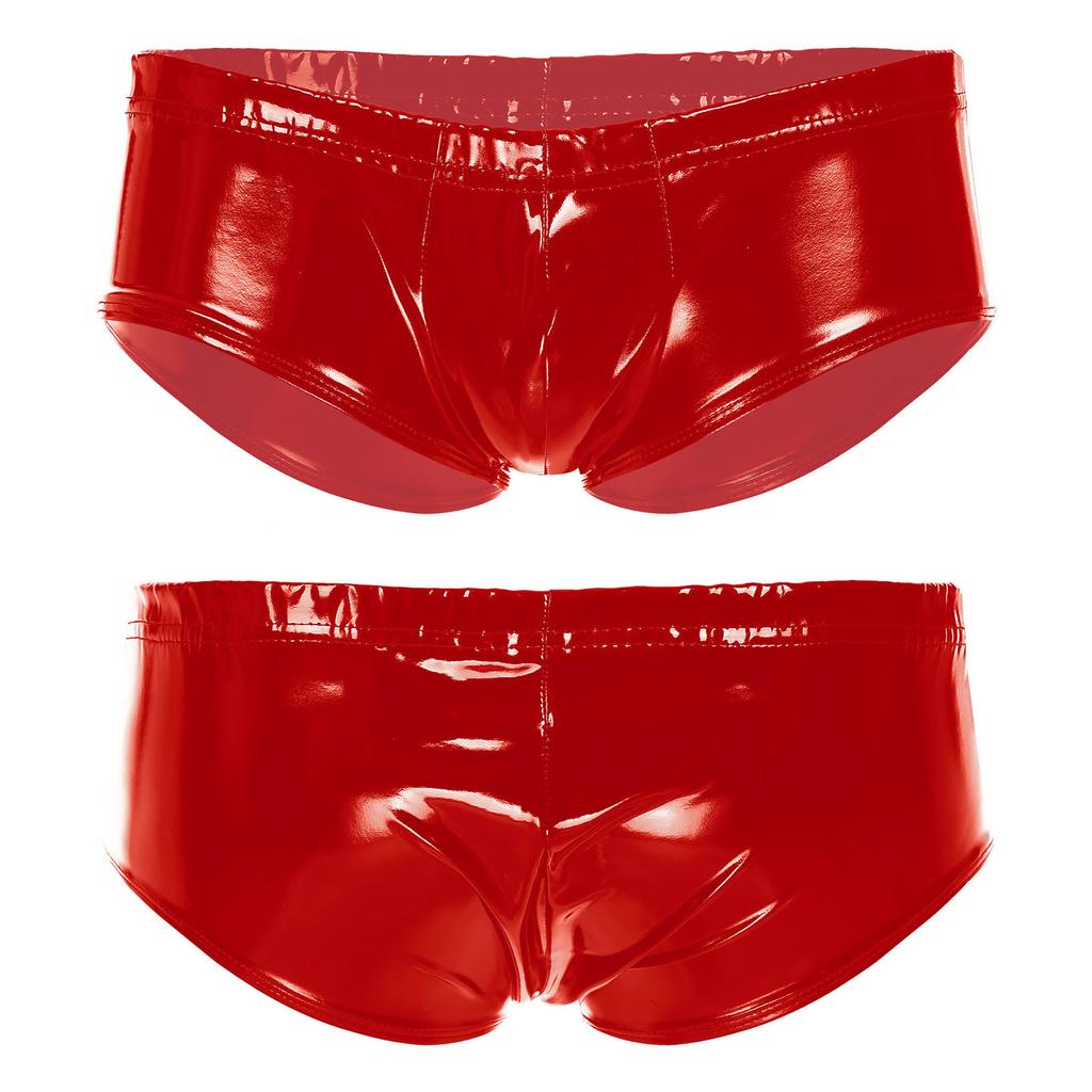 Мужские плавки-бикини с низкой посадкой, плавки с металлическим блеском, трусики с мешочком, нижнее белье, шорты