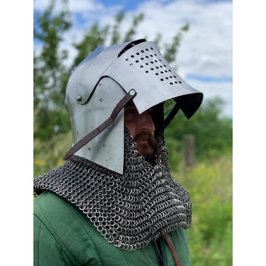 Средневековый доспех Кольчужный шлем 16 Gage Steel Barbute Armor Helmet