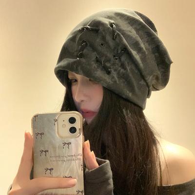 Ретро Пустошь Ветер Куча Шапка для Женщин Весна и Осень Нишевый Дизайн Пуловер Холодная Шапка Показывающая Лицо Маленькая Шапка Баотоу для Мужчин