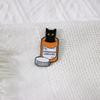 Trendy Black Cat Medicine Bottle Brooch: Humorous Anti-Depression Prescription Badge for Nurses