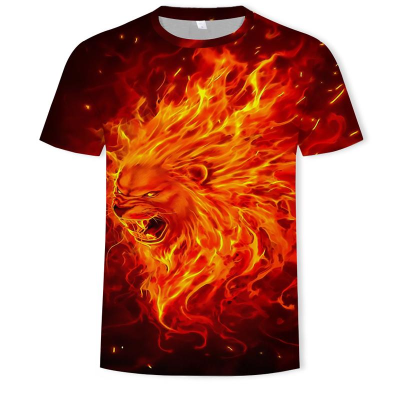 Модные крутые мужские футболки с властным рисунком льва, новая летняя футболка с 3D индивидуальным принтом, повседневная футболка с рисунком животных в стиле хип-хоп