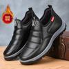 Men's Winter Cotton Shoes Leather Casual PU Warm Comfort Flat Bottom Anti Slip Wear-resistant Outdoor Plush Cotton Shoes Zapatos