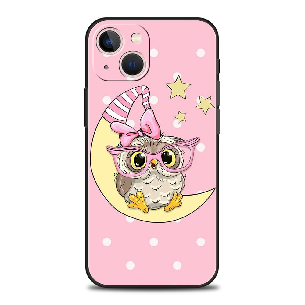 Милый мультяшный чехол-накладка с совой для iPhone 15 14 13 12 11 Pro Max X XR 8 7 Plus SE 2020 X XS Max Ударопрочный мягкий чехол Fundas