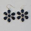 Черный оникс, драгоценный камень, твердое серебро 925 пробы, дизайнерские серьги ручной работы, женские подарочные ювелирные изделия, цветочные серьги