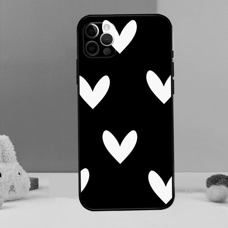 Милый Красивый Маленький Белый Чехол-Сердечко Для iPhone 14 13 12 11 15 16 Pro Max X XR XS Max 14 Plus Мягкая Задняя Крышка