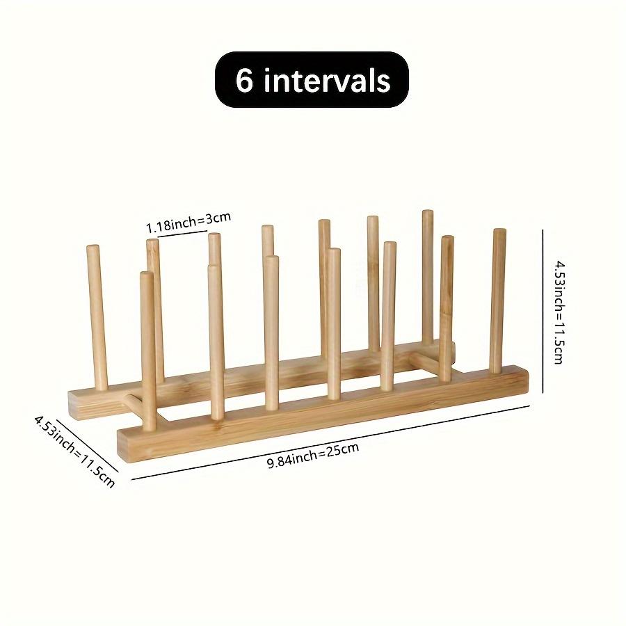 1pc Bamboo Plank Rack, Kitchen Storage Organizer for Plates, Dishes, Bowls, Cups, Pot Lids and Cutting Boards, Multi-functional Bamboo Drying Rack