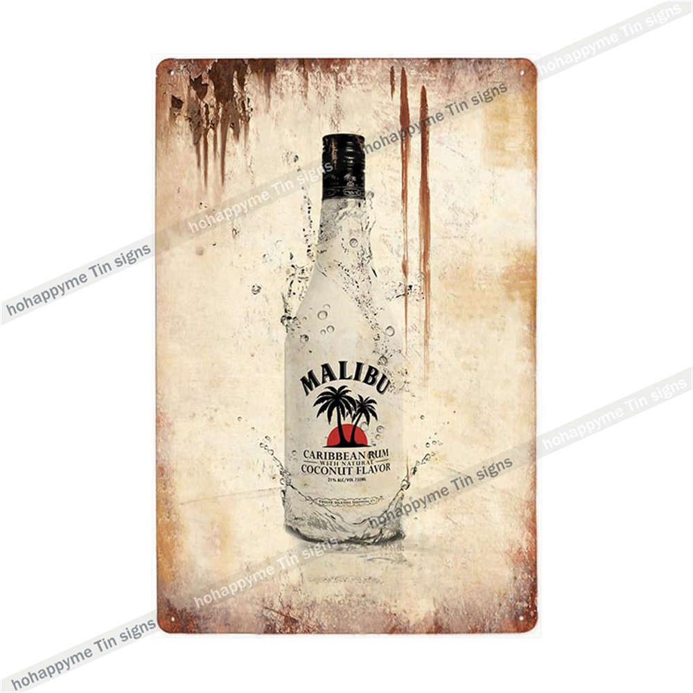 Малибу Жестяная Табличка Ром Металлическая Картина Табличка Для Бара Паба Клуба Кафе Наклейка На Стену Украшение Семейный Постер Тарелки 20x30см