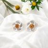 925 Stamped Silver Jewelry Handmade Citrine Gemstone Stud Earring 0.5" For Women EE-157-6