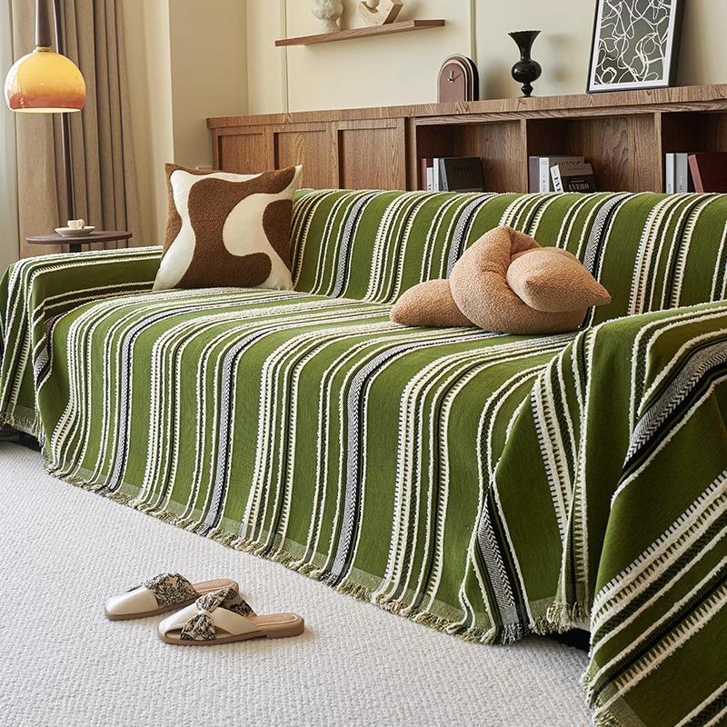 EIFLOY-Vintage Stripe Sofa Towel, Синель, Чехол для дивана, Кресло-реклайнер, Защитное покрытие для мебели, Защита от царапин, 3 места