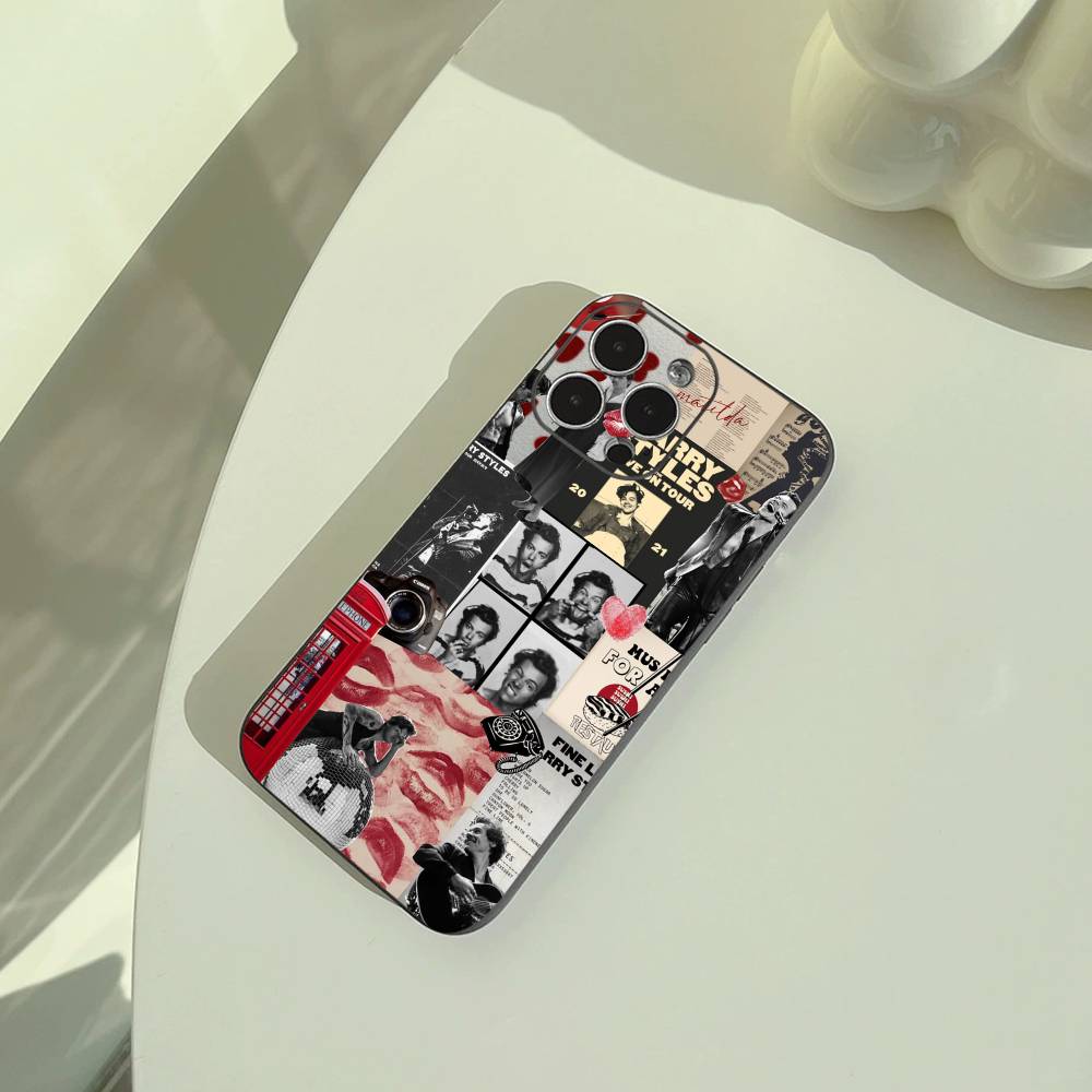 Чехол для телефона H-Harry Music Styles для iPhone 17,16,15,14,13,12,11 Pro Max,16/15/14Plus,XS Мягкий черный чехол