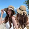 Weave Bow Fisherman Hat Large Bow Sunscreen Bucket Hat Elegant Women Sun Hat  Riding