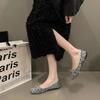 Summer Square Toe Shallow Toe Flat Heel Sequined Women's Bean Shoes