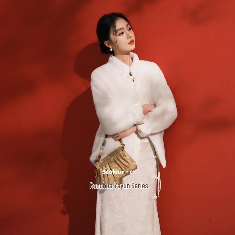 Двустороннее пальто из искусственного меха 'Лунная тень османтуса' от Sancai