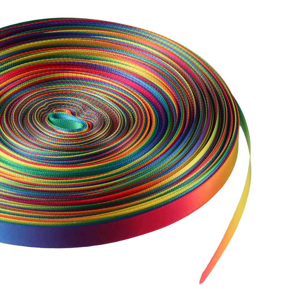 Сделай сам Рафия Пряжа Тай-дай Радуга Атласная Двусторонняя Лента Тай-дай Радужная Градиентная Лента