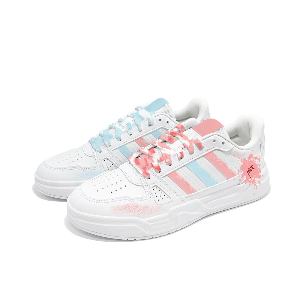 adidas LITE BALLER Синий Розовый Макарон PU Низкие Скейтбордические Кроссовки Унисекс Белый Синий JS4358(Команда1879-)