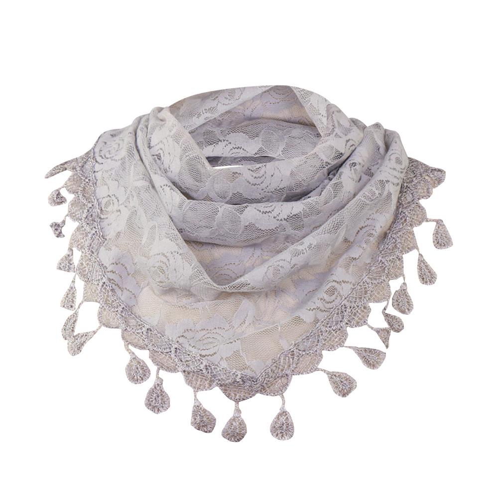Women Lace Tassel Rose Floral Hollow Scarf Shawl Lady Wraps Scarves