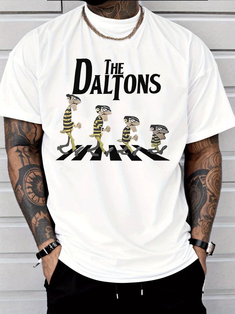 Unisex Crew Neck Tee The Daltons Cartoon Crosswalk Print Short Sleeve Oversized Male Daily Casual Soft Breathable Basic Wear Tee
