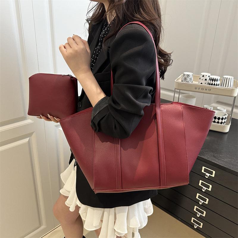 Минималистичный набор сумок-тоут с принтом букв из ПУ, на молнии, на плечо для женщин для покупок и повседневного использования