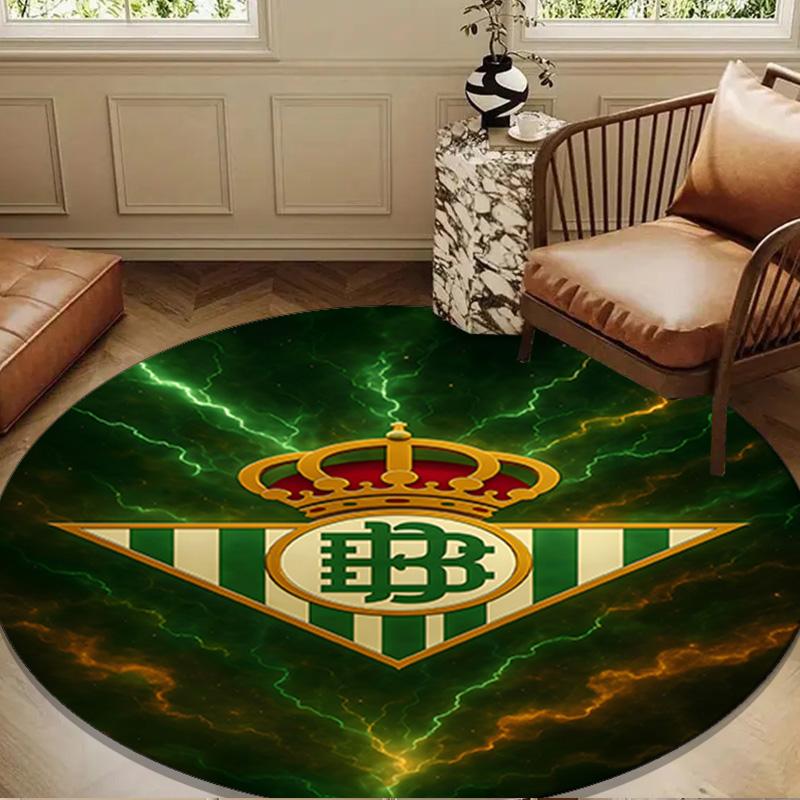 Football Betis Crest Lightning Round mat Home Decor, Chair rug For livingroom,Bedroom, doormat home decor Birthday Gift Christmas Gifts
