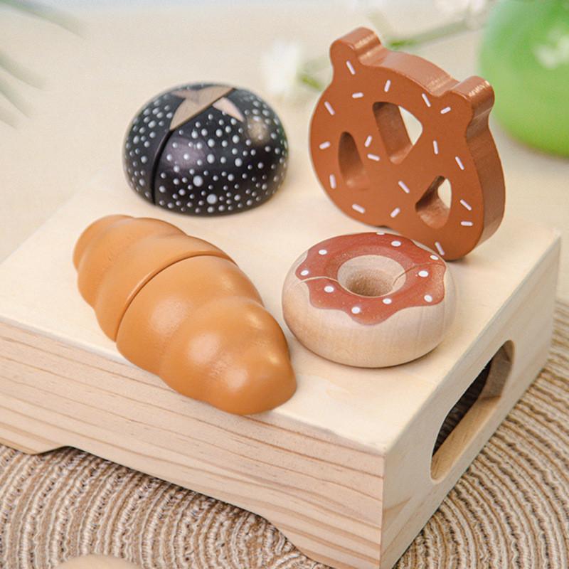 Wooden Kitchen Kids Role Play Toy With Cutting Food For Parentchild Interaction