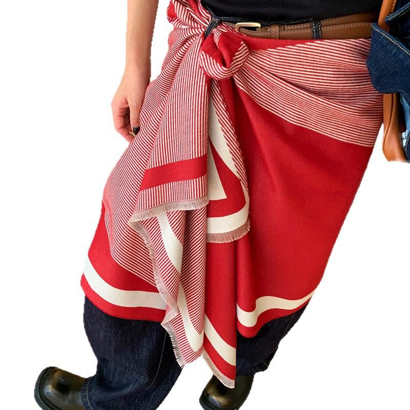 Autumn and Winter New Line Geometric Warm and Versatile Imitation Cashmere Scarf Women's Fashion High End Casual Shawl