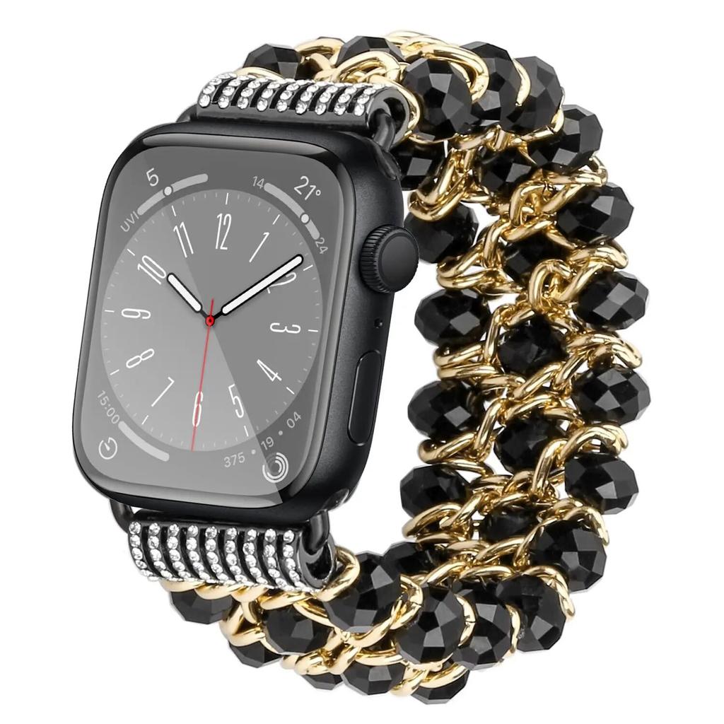 Женские часы Apple Watch с блестящим жемчугом, 38 мм, 40 мм, 41 мм, 42 мм, 44 мм, 45 мм, ремешок iWatch Ultra Series SE 9, 8, 7, 6, 5, 4, 3, 2, 1 ремешок