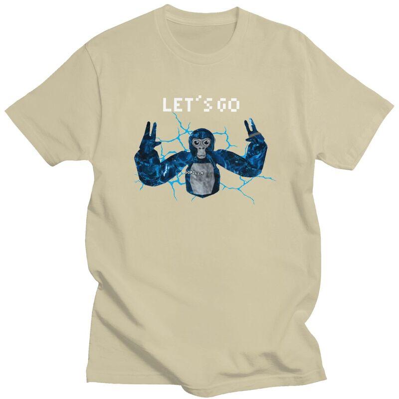 Male Lets Go Gorilla Gamer Meme T Shirt Round Neck Pure Cotton Short Sleeve TShirt Novelty Loose Oversized Summer Tyle Clothes