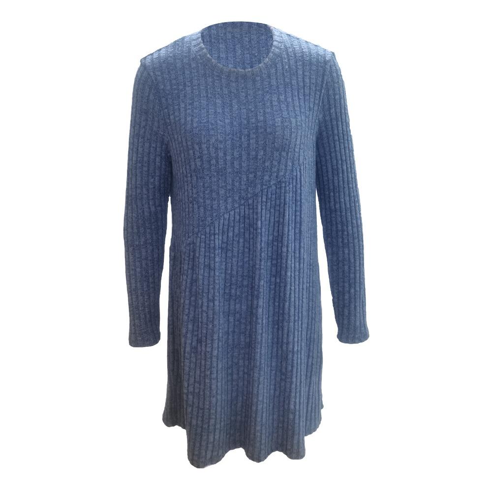 Осенне-зимние женские однотонные платья с неровной фактурной отделкой в полоску