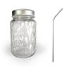 Mason Jar with 37.5 Cl Diamond Lid + 4 Stainless Steel Straws