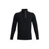 Rush Solid 1/4 Zip Golf Sports Printed Stand Collar Short Sleeve T-Shirt Men Tops Black 1361803-001