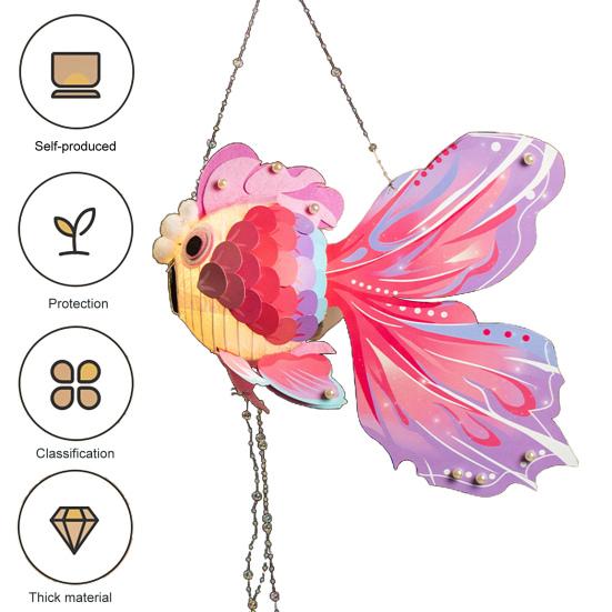 1 комплект бумажный фонарь с золотой рыбкой с полюсом на батарейках DIY ручной работы китайский Новый год Фестиваль середины осени рыбный ночник материал сумка подарок детям