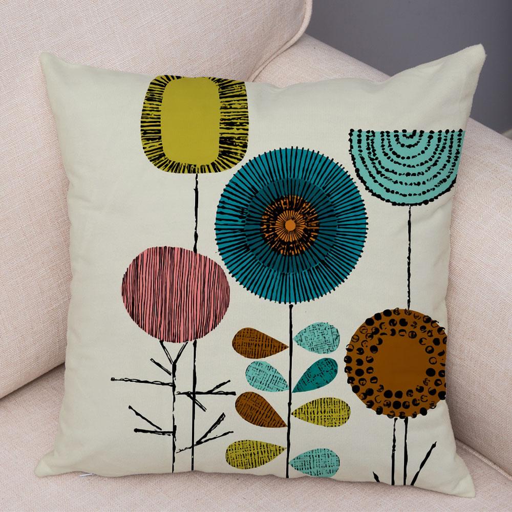 Абстрактное искусство, декоративная наволочка с геометрическим растением, деревом, цветком, диван, домашняя автомобильная наволочка