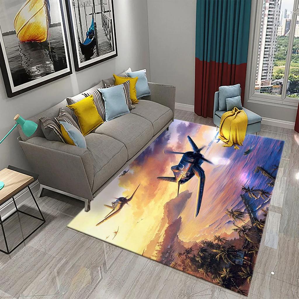 3D Красочный Ковер-картина маслом с самолетом для декора гостиной, спальни, коврики для ванной, кухни, нескользящий коврик для пола, ковры для домашнего декора
