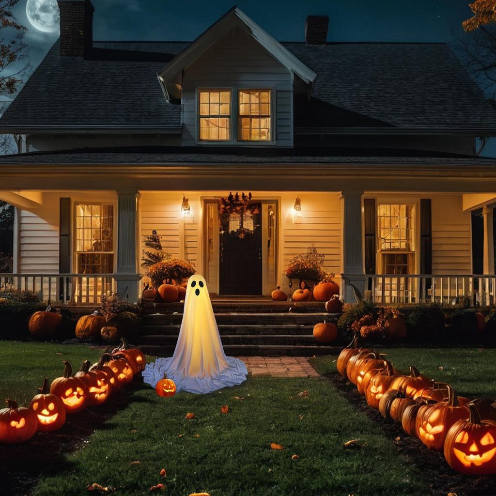 Light Up Ghost Halloween Decorations Spooky Ghost With Remote Control String Light Eerie Home Accents For Festival Holiday
