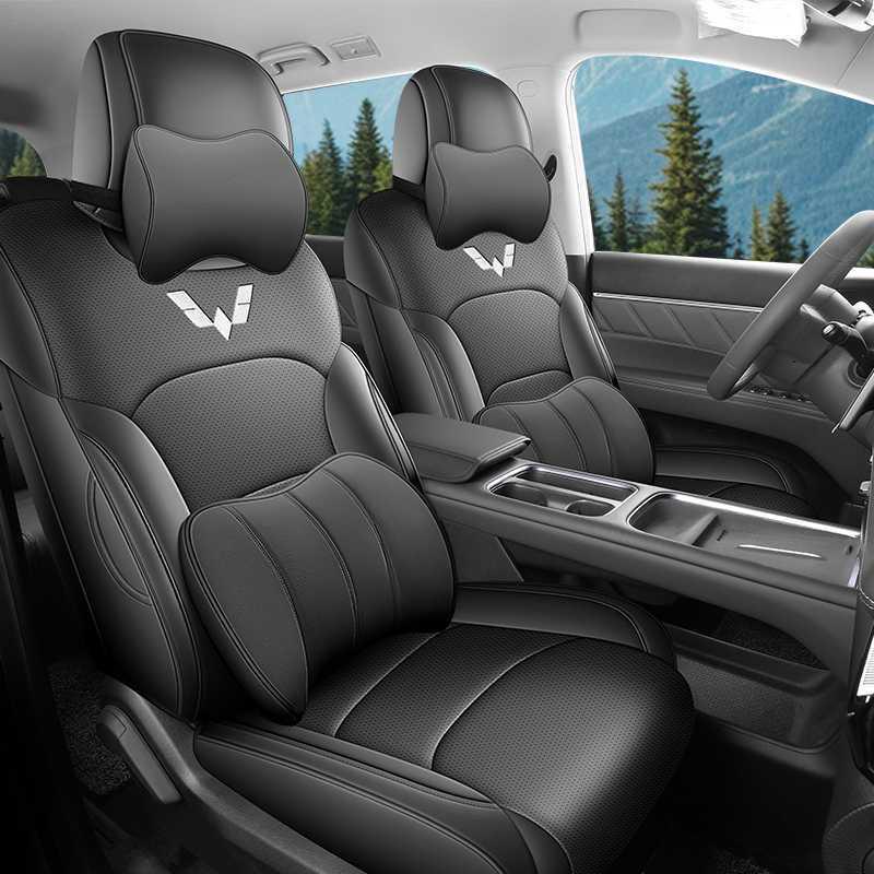 Кожаные чехлы на сиденья автомобиля Wuling Xingguang 560, Всесезонные, Универсальная посадка, Перфорированная и дышащая подушка с полным покрытием.