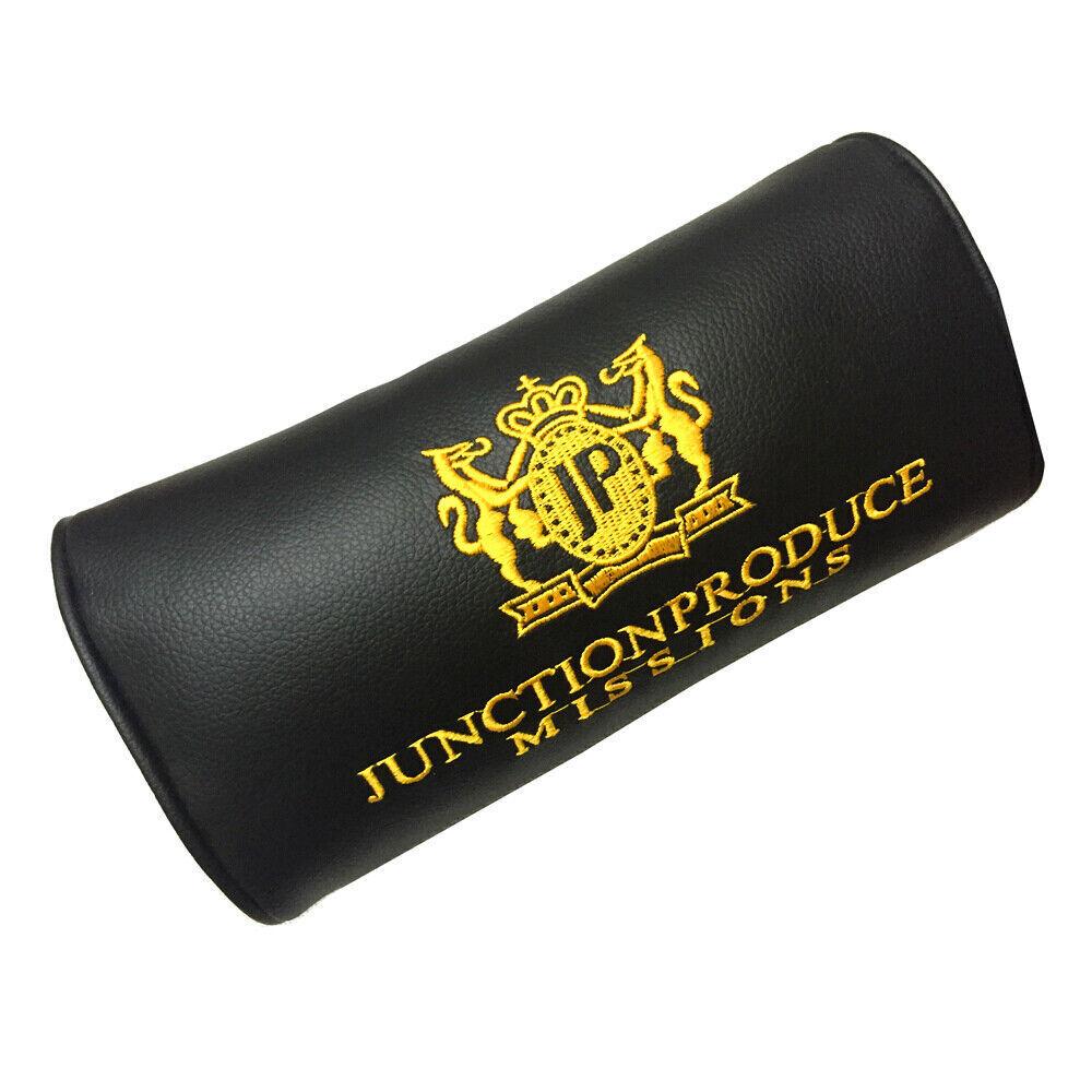 2Pcs Junction Produce JDM Car Seat Neck Pillows Headrests White JP Black Leather