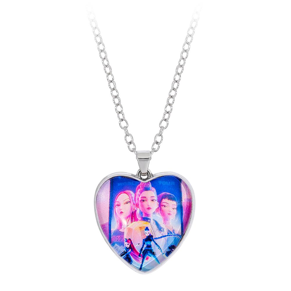 Demon Hunters Fashion Peach Heart Necklace with Colorful Heart Pendant Accessories
