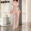 Deep V Fashion Casual Romper Long Sleeve Belt Sequin Romper for Women