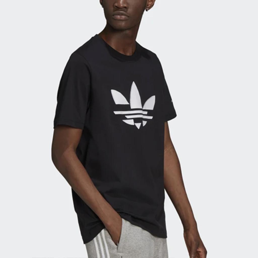Adidas Originals Trefoil Классическая дышащая футболка с большим логотипом и короткими рукавами, мужские топы, черные H35647