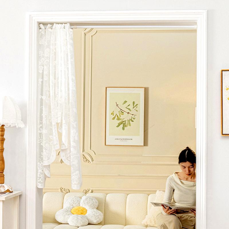 1 шт. прозрачные кружевные вышитые короткие шторы для карниза с карманом на верхнее окно, треугольная марля, домашний декор в деревенском стиле, жаккардовые цветы