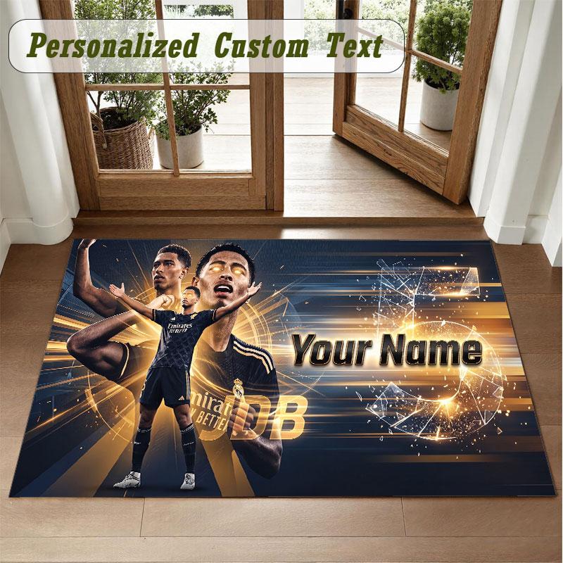 Crystal Velvet Square Rug Custom NameJude Bellingham Pattern Non Slip Home Floor Decor Rug
