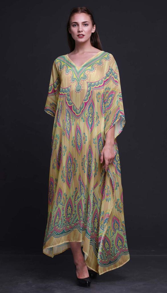 Phagun Цветочный этнический женский кафтан праздничная домашняя одежда макси платье пляж