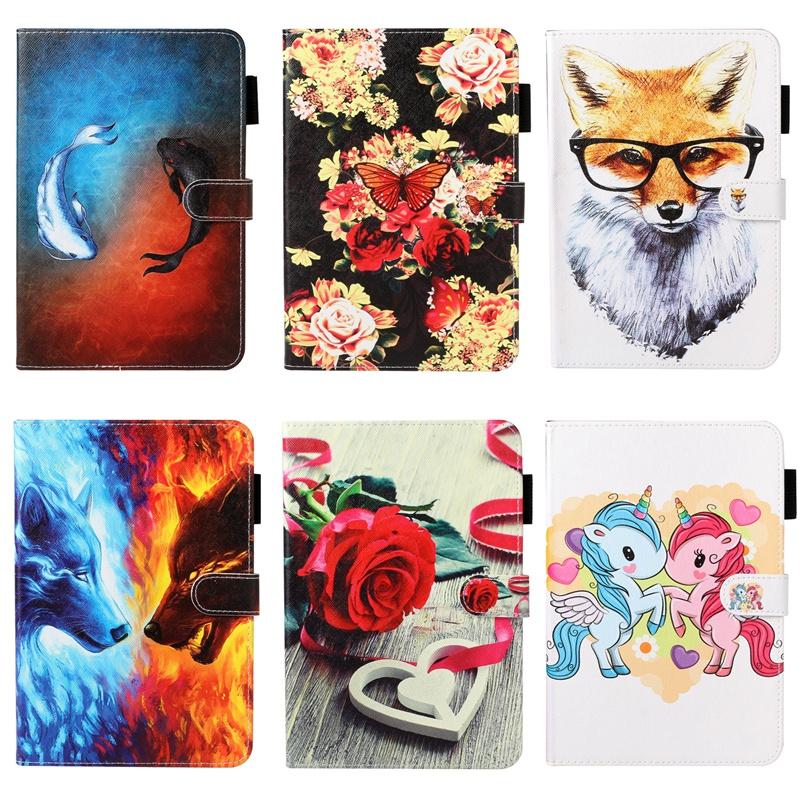 Защитный чехол для всего тела с мультяшными животными и цветами с художественным принтом для iPad 10,2, iPad 10,5, iPad 5, 6, 7, 8, 9, iPad mini 1, 2, 3, 4, 5, 6, откидная крышка с держателем-подставкой
