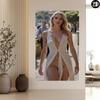 Женщина в белом пальто и нижнем белье Холст Без рамы Современный настенный декор Дом Спальня Спортзал Библиотека Арт-постер