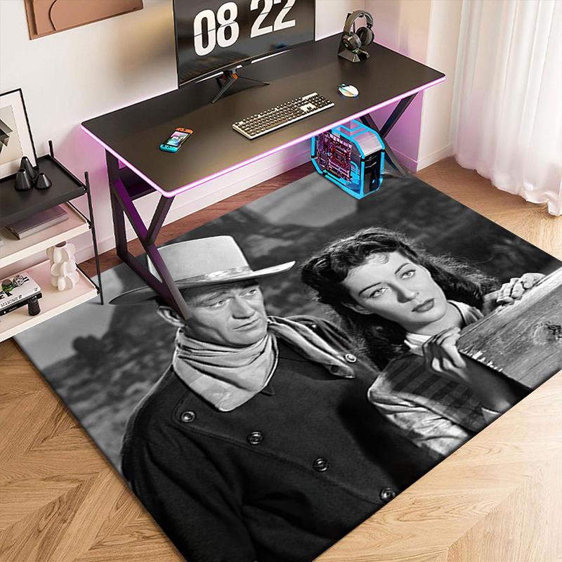 1pc John Wayne and the Western Cowgirl Carpet Rug for Living Room Bedroom Home Sofa Decoration,Kids play Non-slip Floor Mat